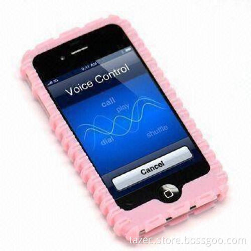 Silicone Mobile Phone Case for iPhone 4, Available in Pink Colors